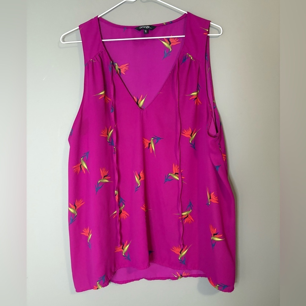 Hummingbird airy tank, fuschia size XL Women's Magenta Sleeveless Top - Picture 2 of 6